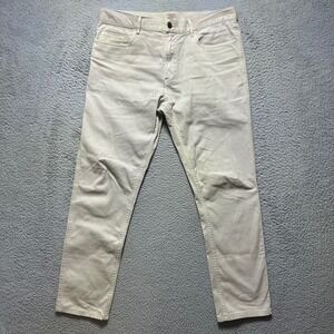 Faherty Brand Mens 34 Organic Cotton Stretch 5-Pocket Pants Khaki Stone Slim Fit